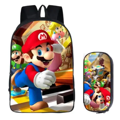 

16 inch Sonic the Hedgehog Super Mario Bros School Bag for Kids Boy Backpack Children School Sets Pencil Bag Toddler Schoolbag