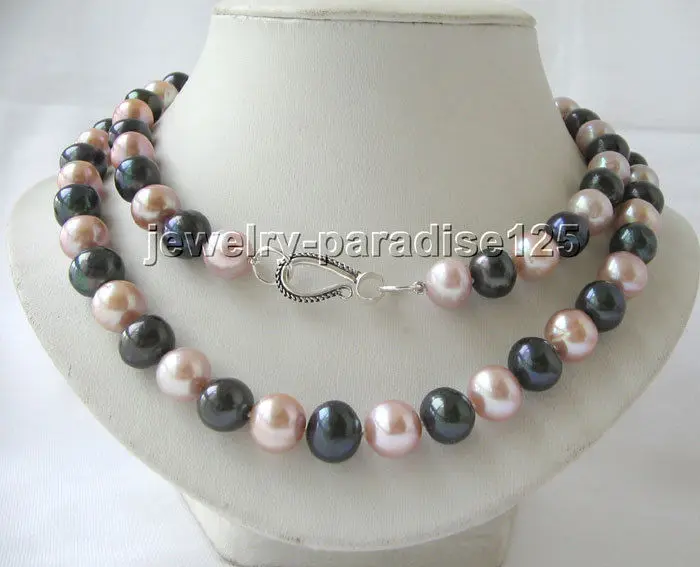

HOT## Wholesale > AAA 33" 10mm natural black purple round freshwater pearl necklace