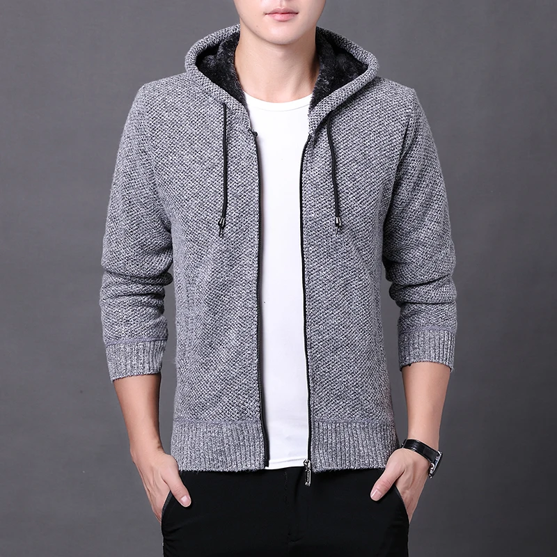 Fur Sweater Men 2018 Winter Solid Thicken Outwear Sweater coat Casual