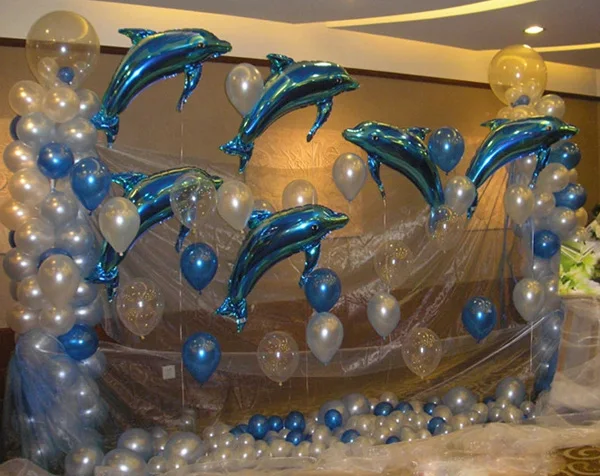 Free 20pcs Wedding Decorations 80cm Dolphin Foil Balloons Festive