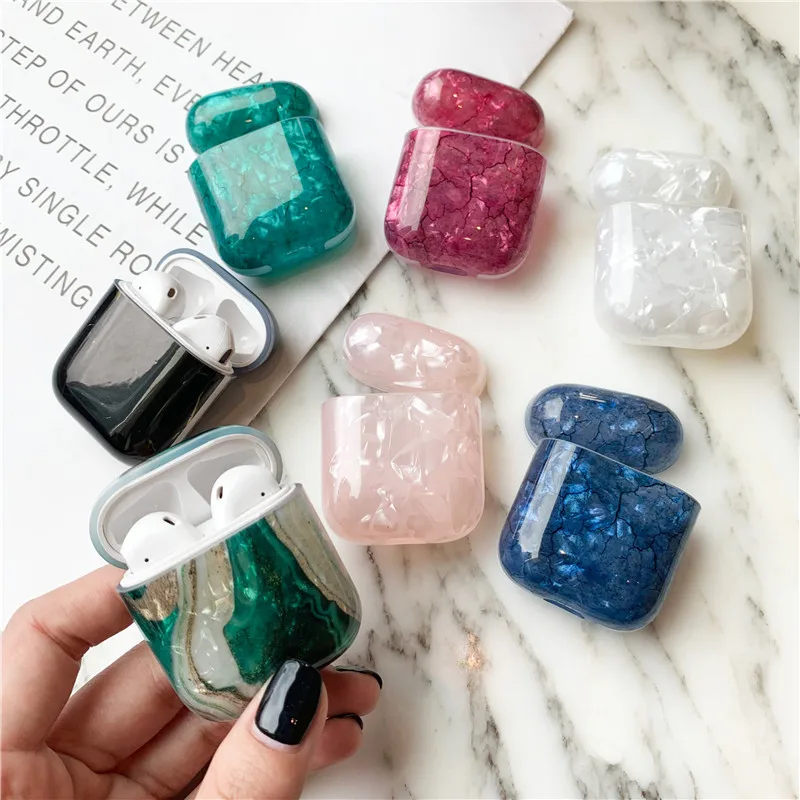 

Abstract Marble Pattern For Apple Airpods Case Slicone Earphone Cover For Air pods Luxury Conch Shell Headphone Cases For Airpod