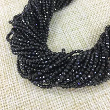 Маленькая бусина, натуральный камень, лицевые черные спинальные сапфиры Rubys2 3 мм сечение свободные бусины для изготовления ювелирных изделий ожерелье DIY браслет