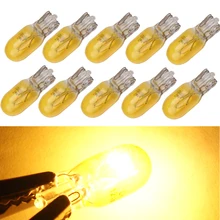 Lâmpadas de halogênio para carro, lâmpadas automotivas de cor amarela t10 w5w, 194 e 158 cunhas laterais, instrumento de lâmpada xexon 12v 5w com 10 peças lâmpada de luz de leitura clara