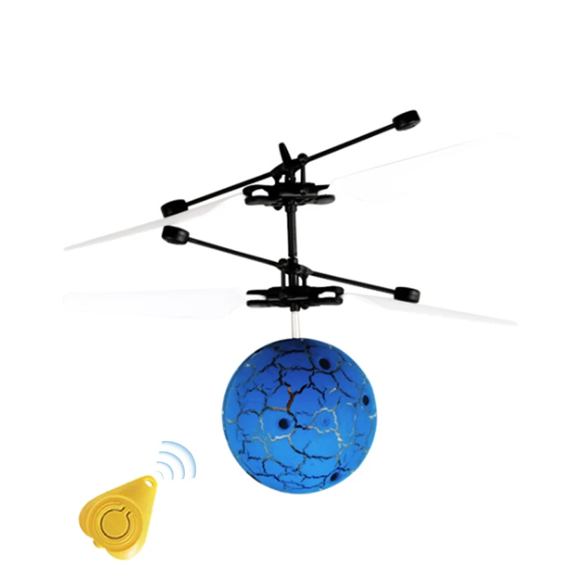 Светящаяся вспышка мини Дрон Игрушки для мальчиков Дети Летающие шары летающие игрушки мяч индукции самолет светится в темноте RC вертолет - Цвет: Синий
