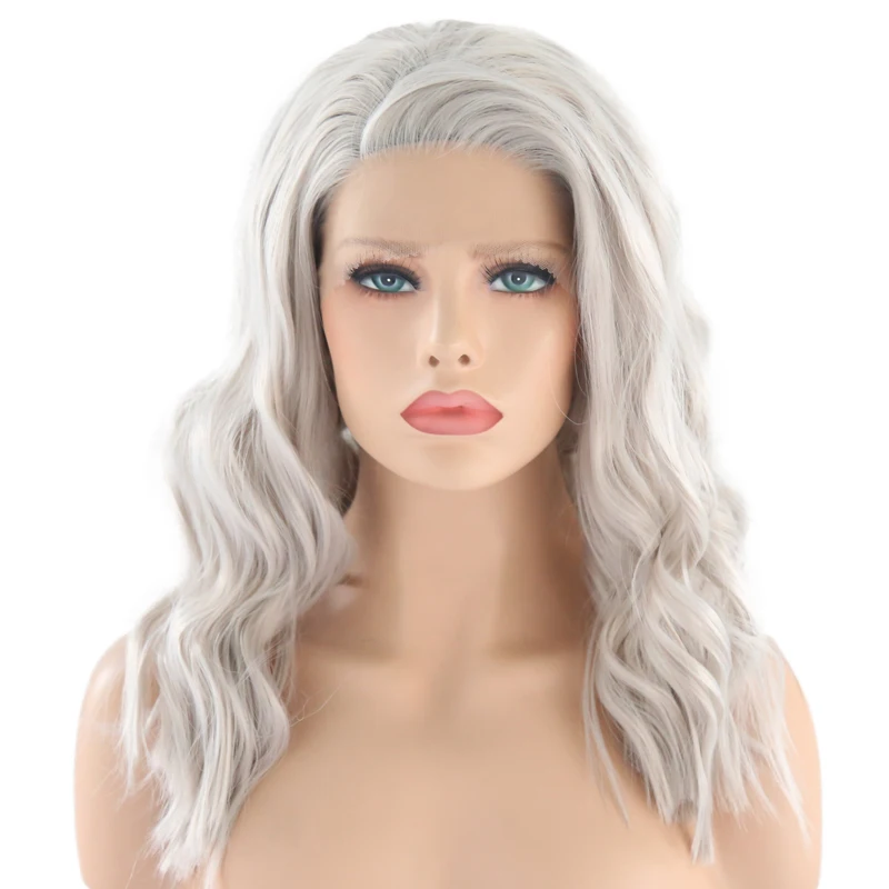 Charisma Silver Grey Short Wavy Hair Bob Wig Synthetic Lace Front