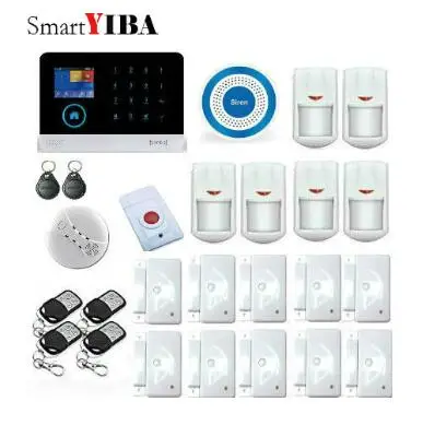 

SmartYIBA Voice Prompt SMS WIFI Wireless GSM Alarm System iOS Android App APP Control Alarme Kits Panic Alarm Smoke Detection