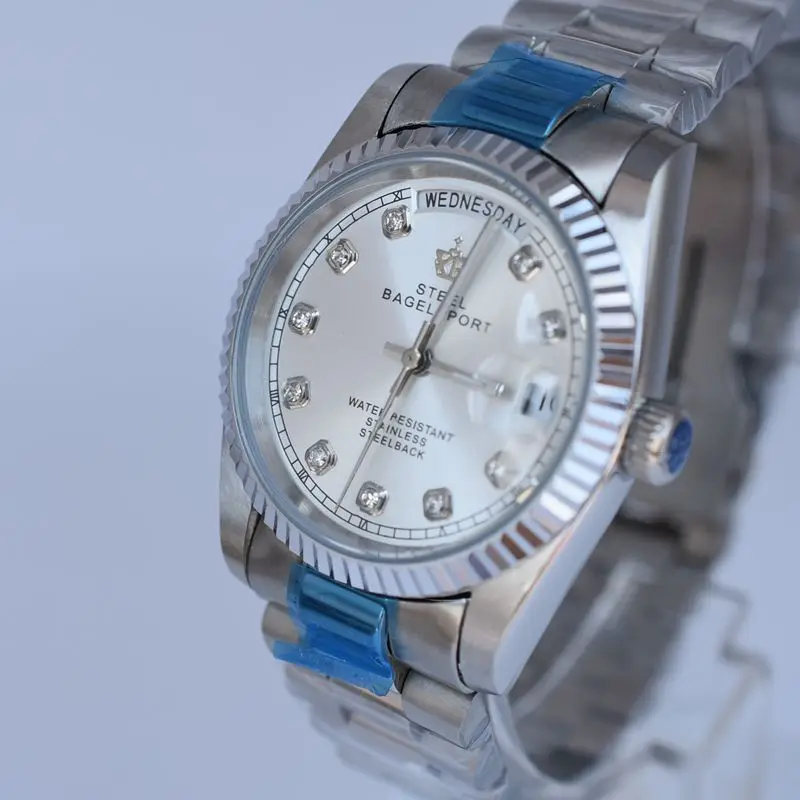 Стальные Мужские часы от ведущего бренда, Роскошные автоматические механические часы для женщин, классические стразы, полностью стальные часы reloj hombre