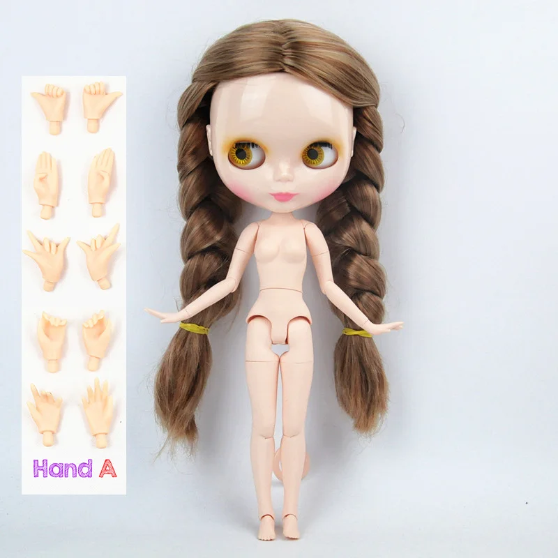 

factory Blyth doll Joint Body 1/6 Doll Blyth 2 Braids Central Cut Hair With light Makeup for DIY 19 Joints body toy for girl