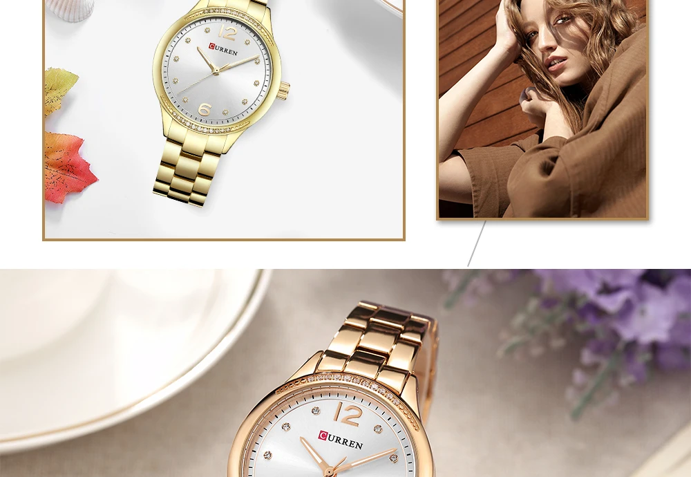 CURREN Модные кварцевые часы для женщин, роскошные брендовые серебряные женские часы под платье, женские часы, женские трендовые часы, Relogio Feminino