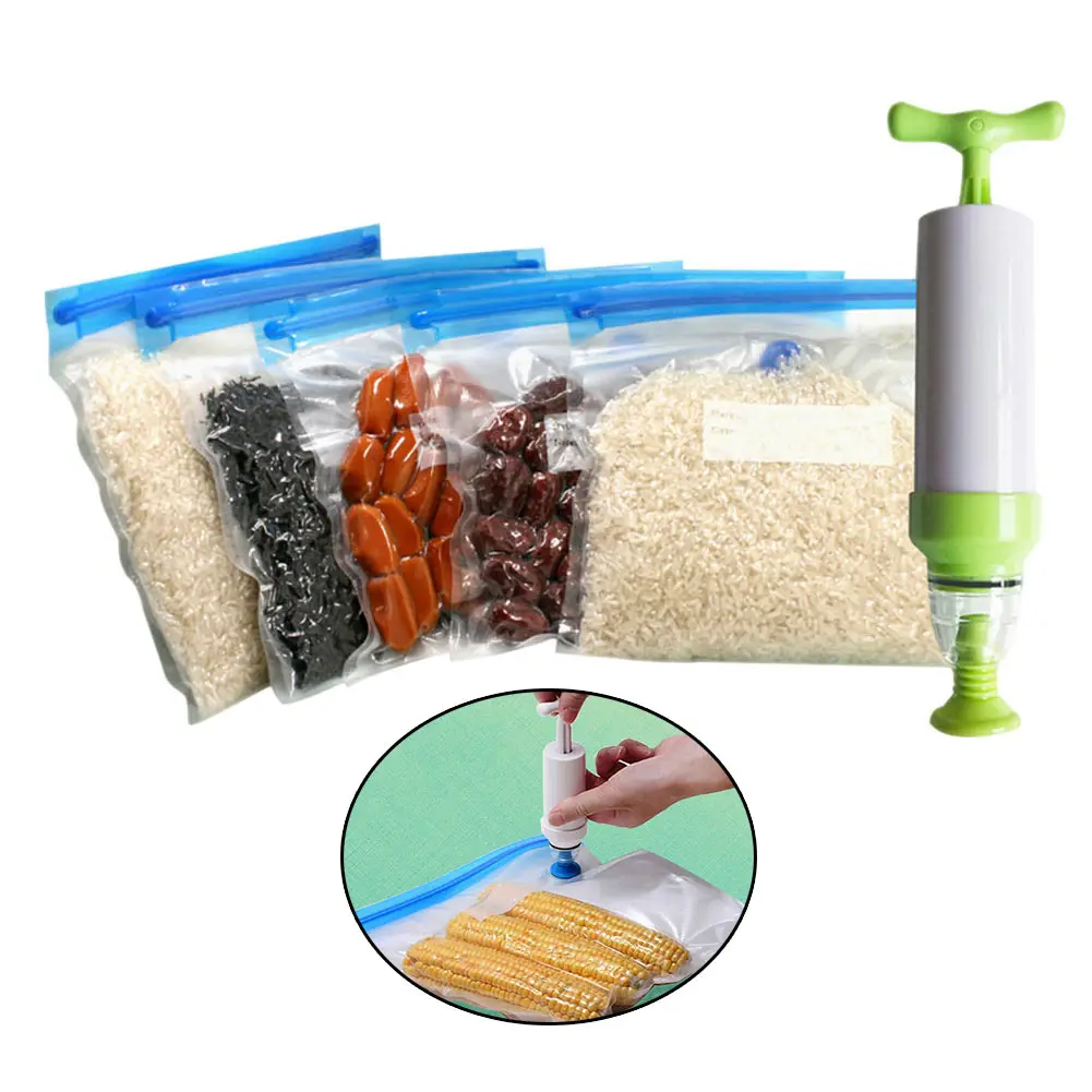 5Pcs Vacuum Food Storage Bags Fresh Keeping Zipper Kitchen Sealing Bag