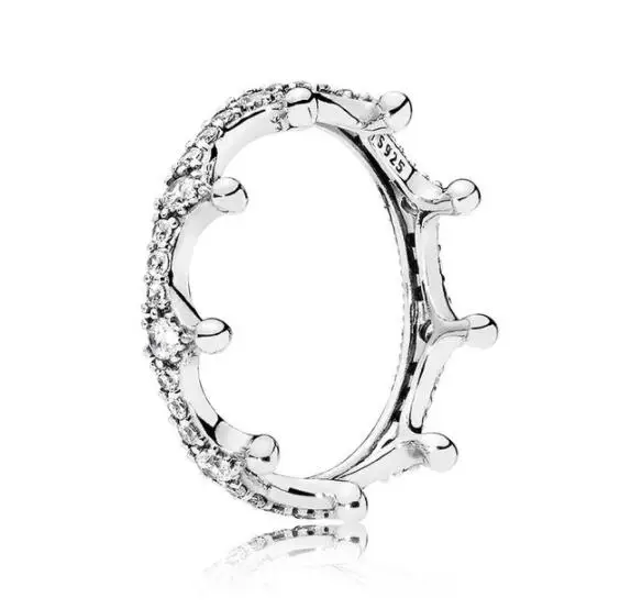 

Authentic 925 Sterling Silver Pan Ring Shinning Enchanted Crown Rings Stack For Women Wedding Party Gift Fine Jewelry