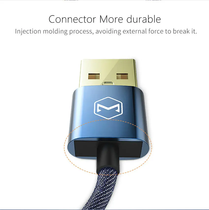 Mcdodo Lightning/USB кабель джинсовый ковбойский стиль кабель для передачи данных для iPhone 7 Plus 8 6 6s 5S iPad Mini Быстрая зарядка для iPhone кабель