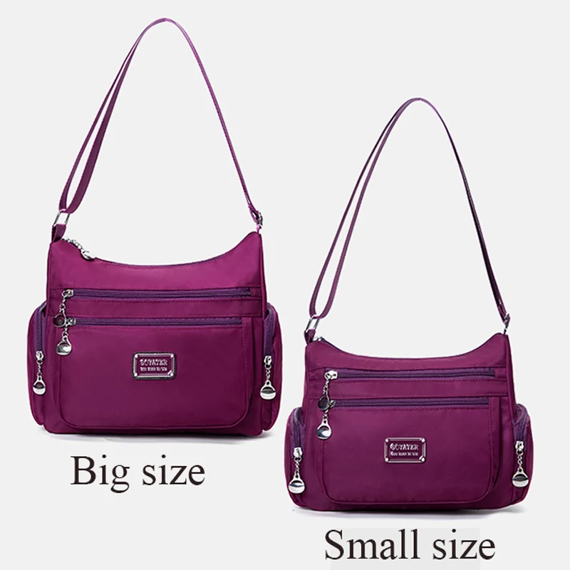 Модная многофункциональная женская сумка на плечо с карманами, высокое качество, прочный водонепроницаемый светильник, нейлоновая ткань, сумка-мессенджер для женщин - Цвет: Purple