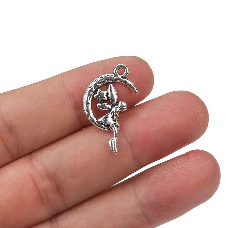 

10pc/lot Antique Silver Alloy Metal Genius And Moon Charms Pendants DIY Jewelry Findings Accessories Fit Making Crafts