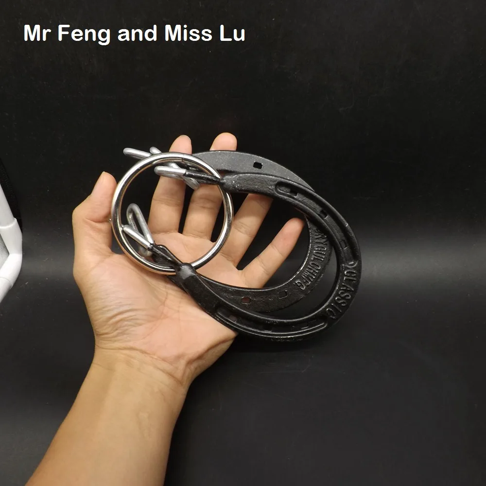 

Extra Big Iron Metal Wire Puzzle Ring Model Horseshoes Game Solution Brian Teaser Mind Intelligence Toys Kids