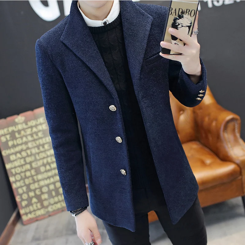 New woolen coat men's short section Slim autumn and winter models thick windbreaker Korean youth handsome jacket trend New woolen coat men's short section Slim autumn and winter models thick windbreaker Korean youth handsome jacket trend