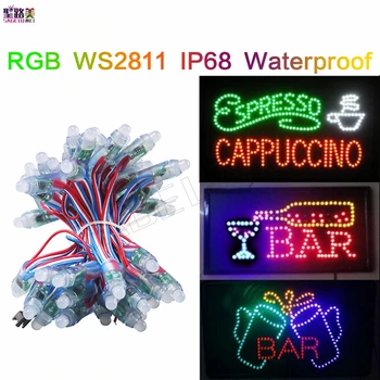 

50xDC5V ws2811 ucs1903 12mm led pixel module IP68 waterproof full color RGB string christmas Independently Addressable LED light