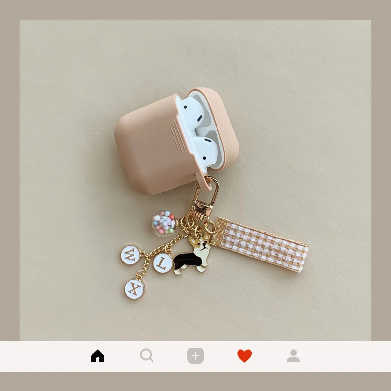 

Cute Dog Decoration Silicone Earphone Case for Apple Airpods Accessories Bluetooth Headset Protective Cover Dog Keychain
