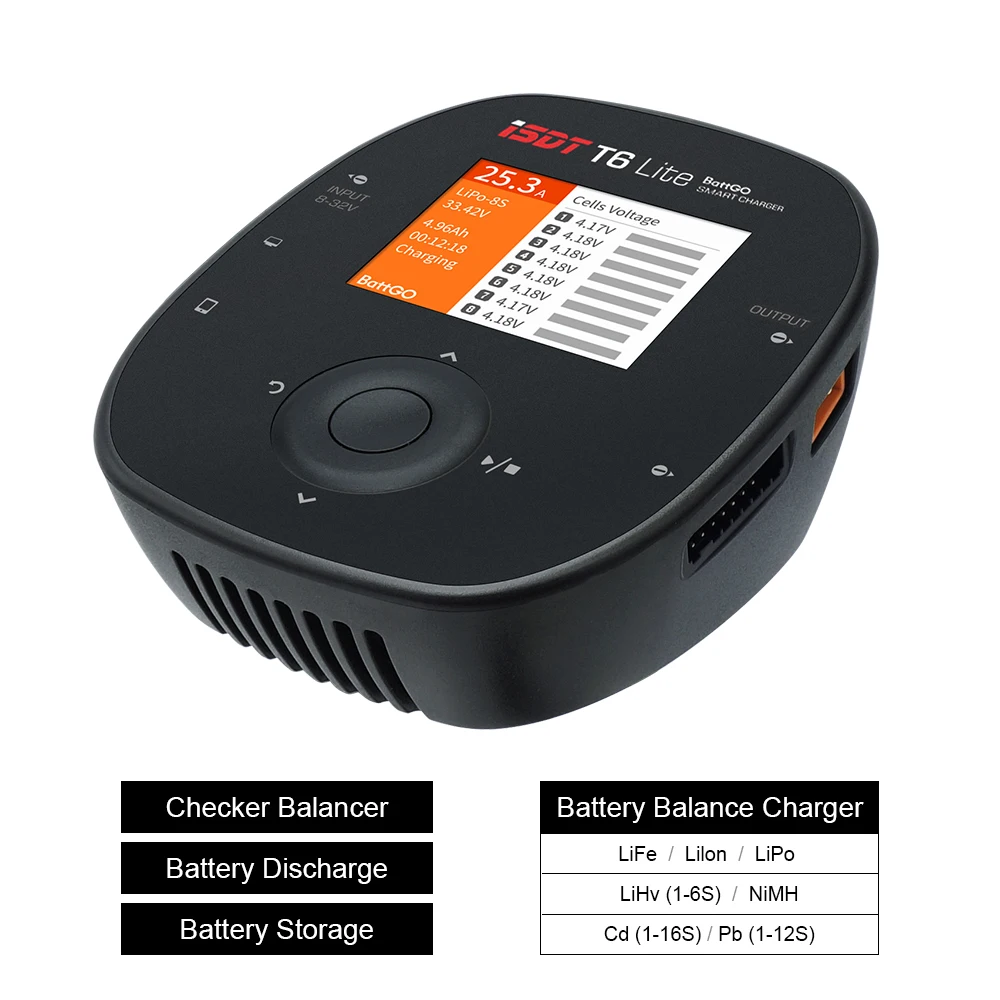Умное зарядное устройство iSDT T6 Lite 600w 25A для 2S 6S литий полимерная батарея запчасти