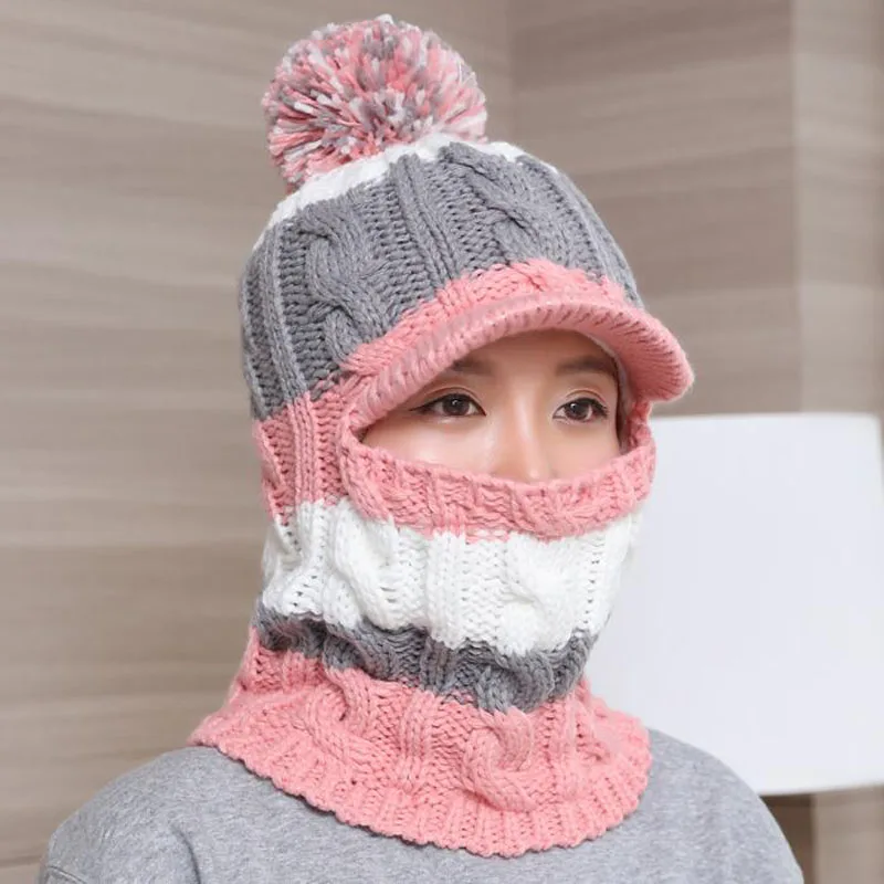 Knit Scarf Skullies Beanies winter hats for women wool knitted