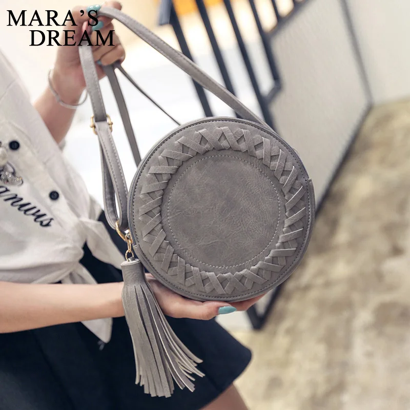 Mara's Dream круглая женская сумка с кисточками тканые сумки через плечо на Женская