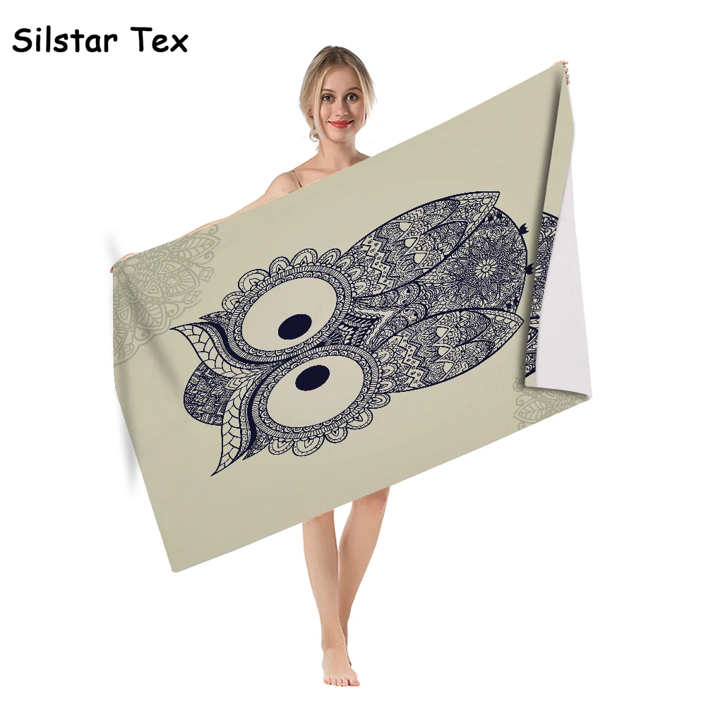 

Silstar Tex Soft Rectangle Bath Towel Cartoon Owl Beach Towels Absorbent Drying Travel Gym Sport Large Blanket