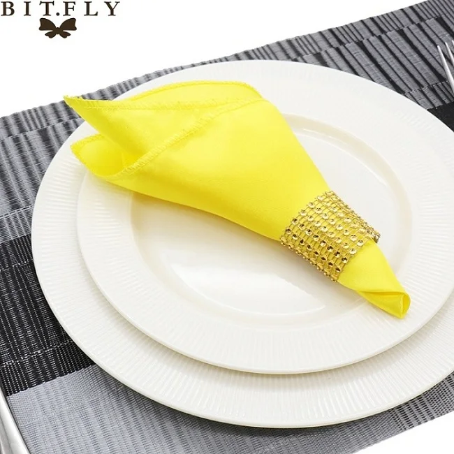 Yellow 50 шт. 30 см настольные салфетки из ткани квадратный атласный тканевый платок для салфеток для свадьбы, дня рождения, дома, вечерние, отеля, золотой, белый - Цвет: Yellow