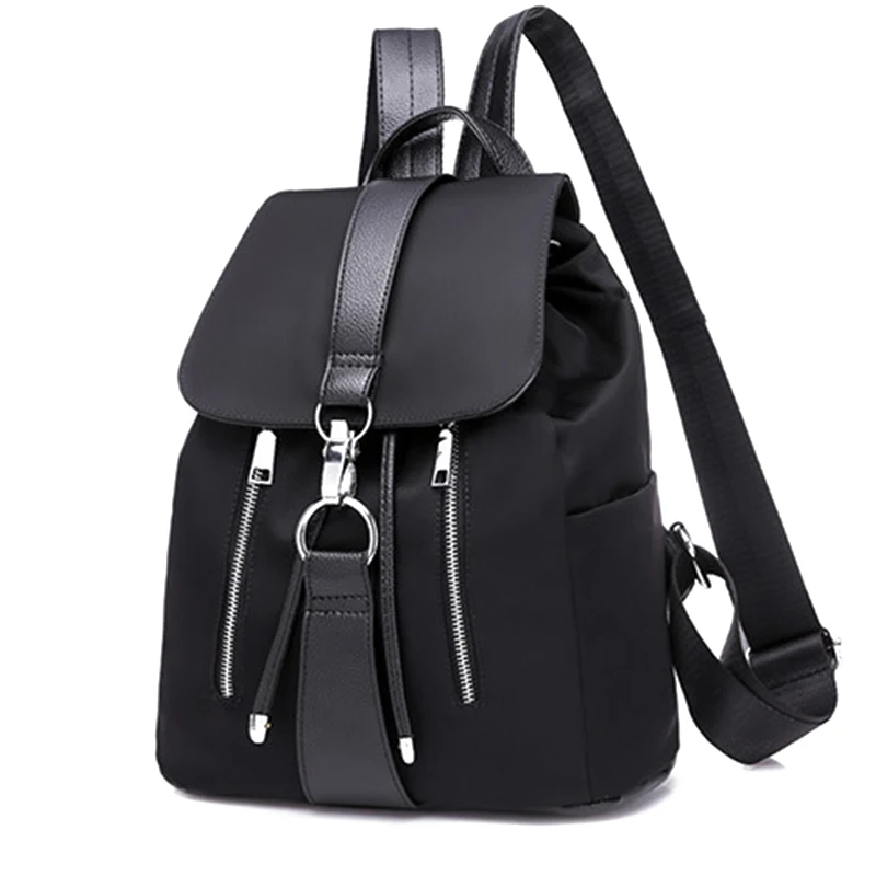 

Women Backpack School Bags For Teenager Girls Nylon Zipper Lock Design Black Femme Mochila Female Backpack Fashion Sac A Dos