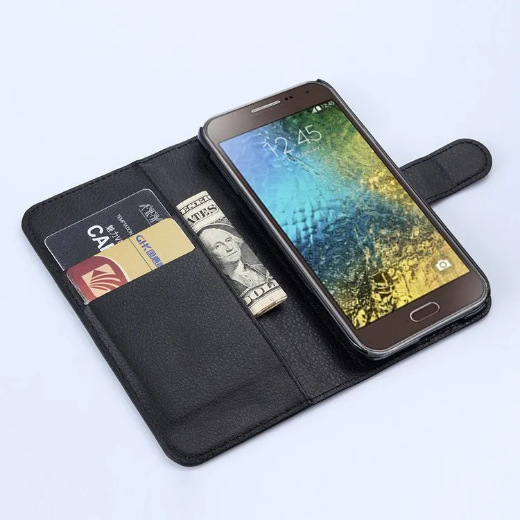 Luxury Wallet PU Leather Flip Cover Phone Case For Samsung Galaxy E5 E500 SM-E500FDS Cell Phone Cover With Card Holder Stand (12)