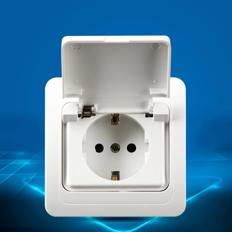 Waterproof Plate Germany Standard Electrical Outlet Panel 16A 250V