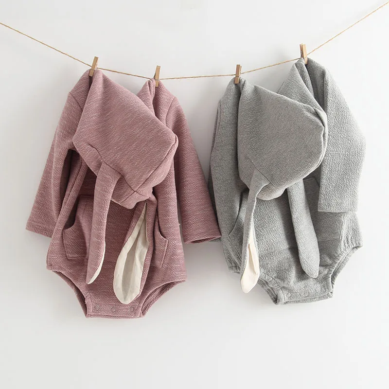 

2019 New Baby Clothing Rabbit Baby Bodysuits Bunny Ear Infant Outfit Cotton Boys Bodysuit Long Sleeve Baby Clothes