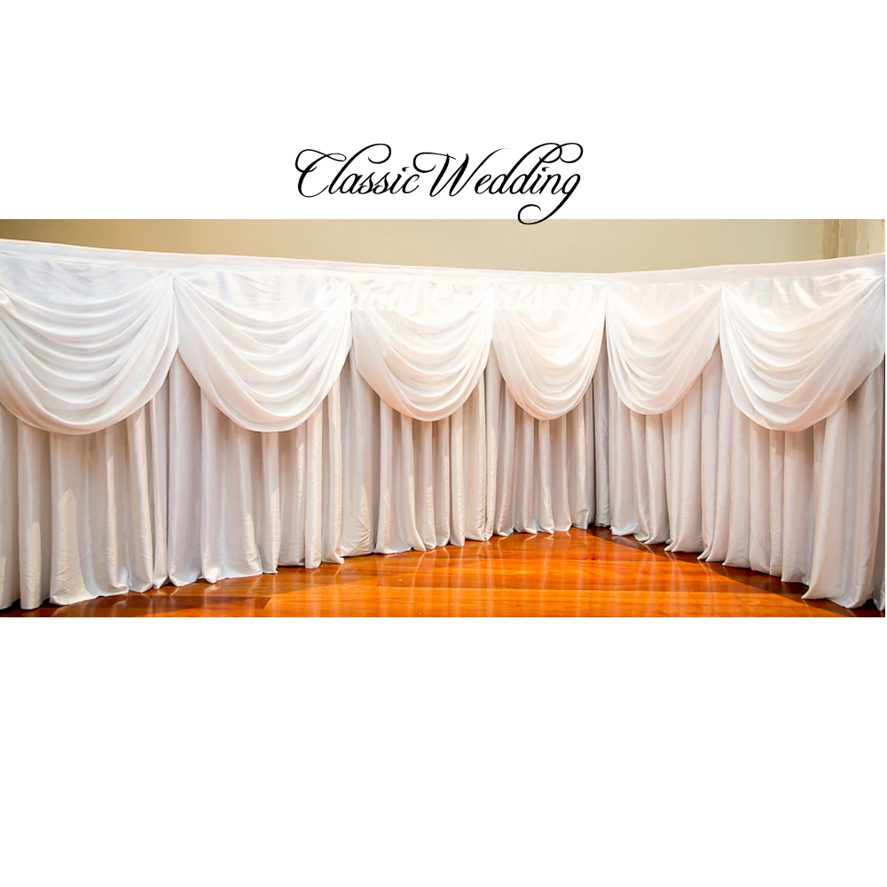 

Free Shipping Cheap Valance Ice Silk Table Skirt Pleated Table Skirtting Customzied Size Colorful Table Skirt for Wedding Decor