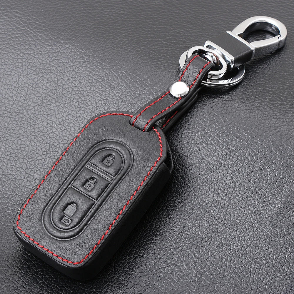 3 Buttons Remote Leather Car Key Case Cover For Nissan Micra Xtrail 