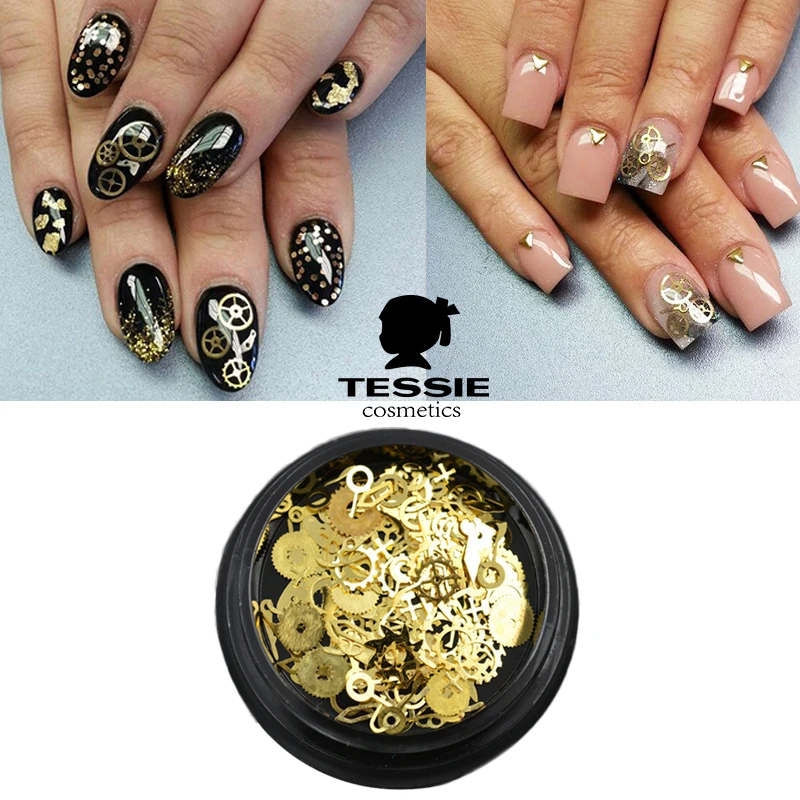 

tessie shop new brand steampunk nail decoration very cool punk style Nail It time machine nail rose gold nail