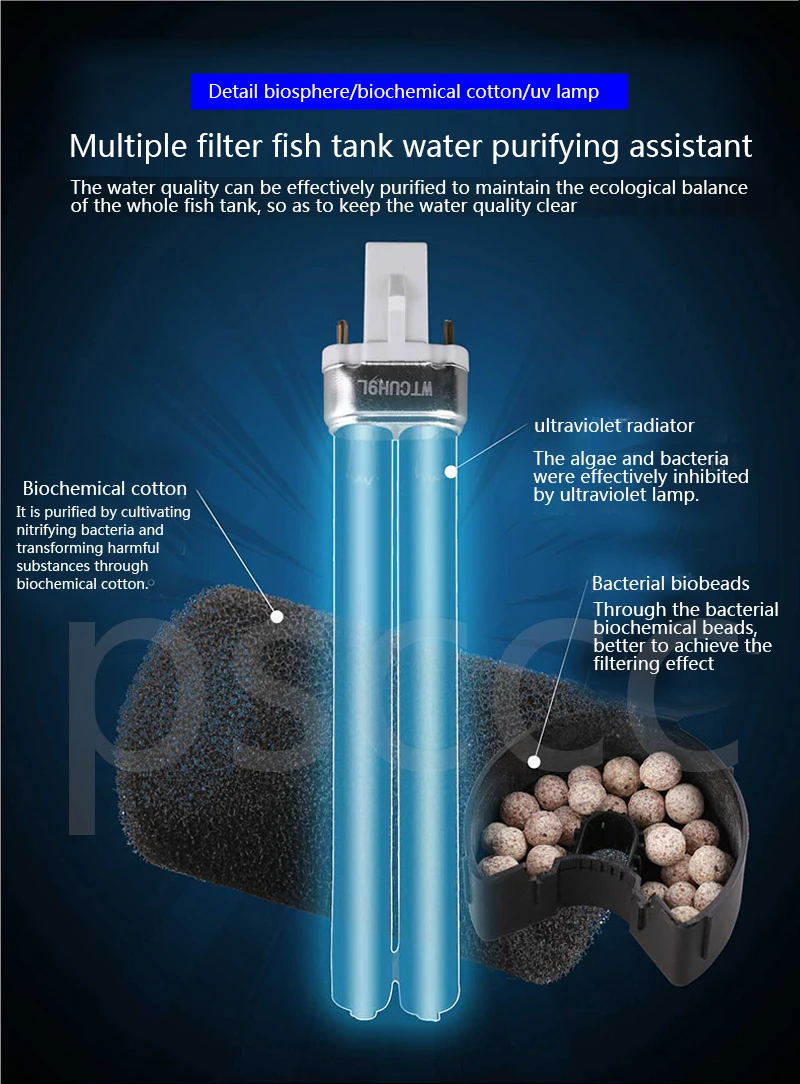 Аквариум УФ стерилизатор, насос для фильтра циркуляции воды+ воздуха Увеличить+ УФ лампы стерилизовать+ удалить водоросли+ дезодорирует fish tank