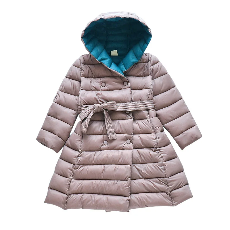 Пальто с хлопковой подкладкой детская верхняя одежда для девочек Новинка года, теплая парка двухцветная ветровка с капюшоном От 5 до 14 лет зимние куртки для девочек-подростков
