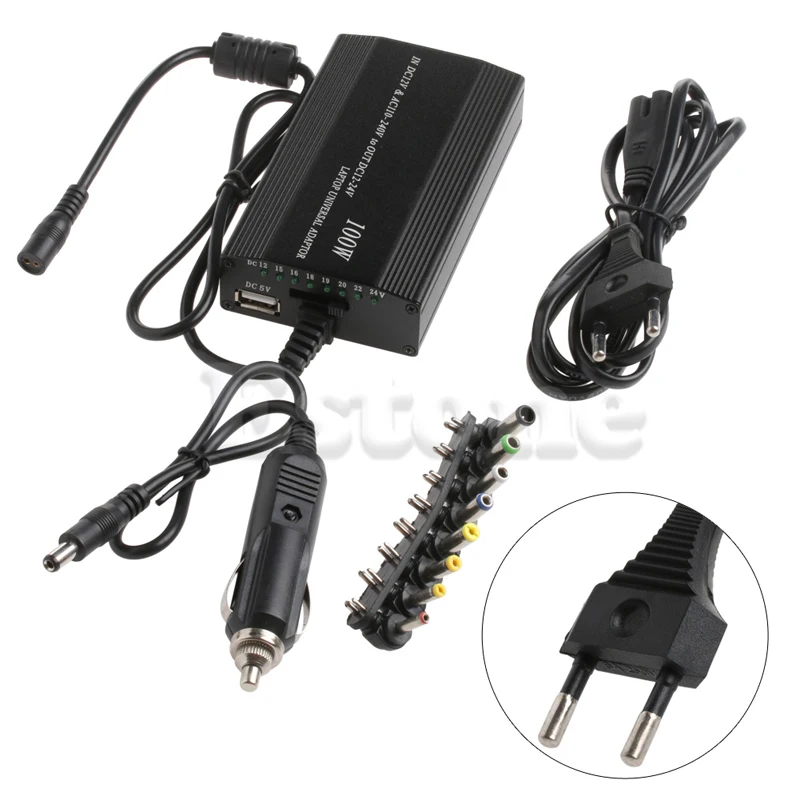 

1 Pc EU Power Adapter For Laptop In Car DC Charger Notebook AC Adapter Power Supply 100W Universal