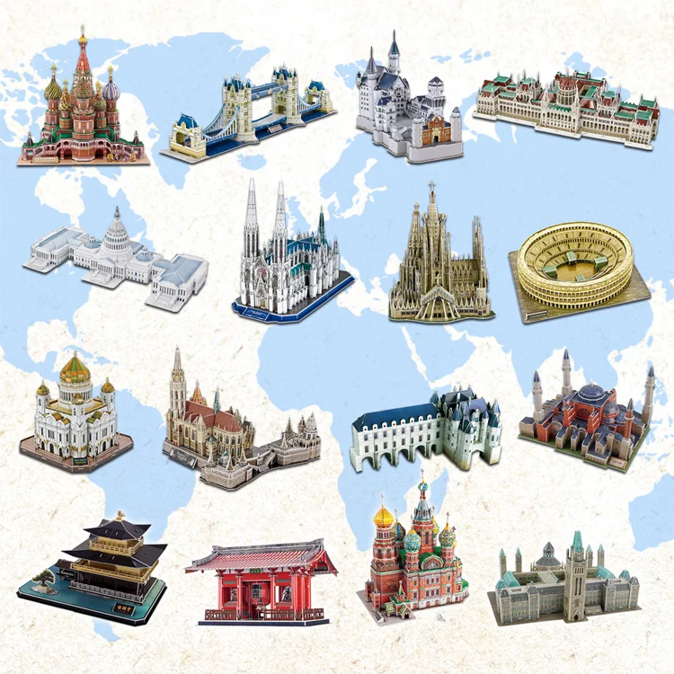 3D пазл мир Строительная бумага трехмерная миниатюрная картонная модель собранные развивающие игрушки для детей головоломки детские