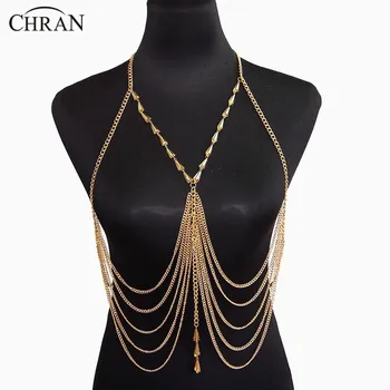 

New Night Party Wear Beach Harness Necklace Women Fashion Sexy Beach Chain Bra Wear Bead Pendants Necklaces Jewelry BCN1227
