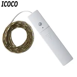 ICOCO водостойкий 60 светодио дный светодиодный человеческий корпус инфракрасный индукционный гибкий 5050 SMD полоса света 1 м 5 В в для ящика