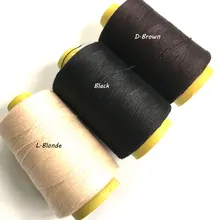 Черный коричневый блонд нить 10 рулонов хлопок волосяная нить на наращивание волос+ 10Pcs90mm изогнутые иглы для волос для шитья волос