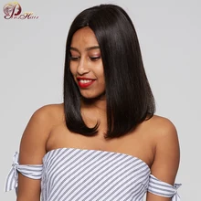 150% плотность короткие парики Боба для черных женщин натуральные черные перуанские человеческие волосы прямая шнуровка, парики с волосами младенца Pinshair Nonremy