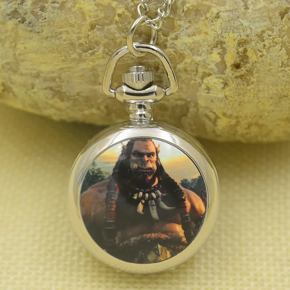 Женские кварцевые карманные часы world of warcraft серебристые зеркальные с брелоком