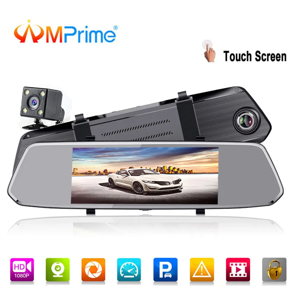 

AMPrime Full HD 1080P Rearview Mirror Car Dvr Stream dash Camera 7" Digital Video Recorder Dual Lens Auto Registrator Camcorder