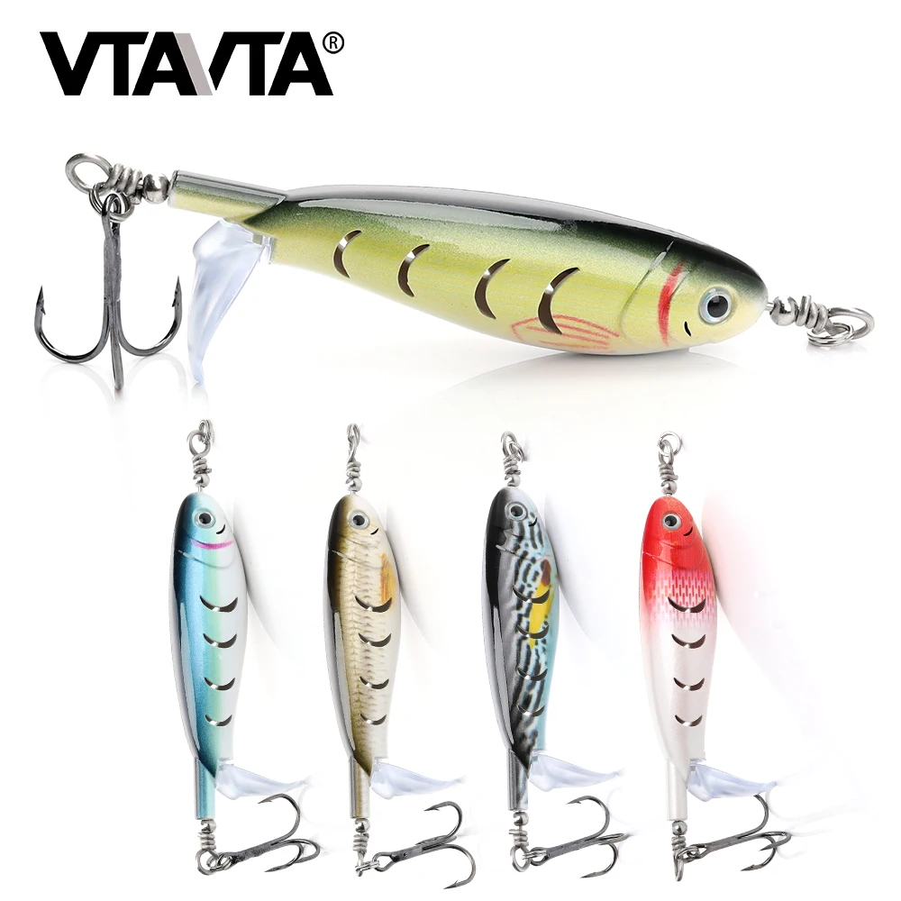 

VTAVTA Fishing Lures Minnow Whopper Plopper 7.5cm 8.29g Topwater hard Lure Tackle with Rotating Tail Wobblers for Pike Fishing