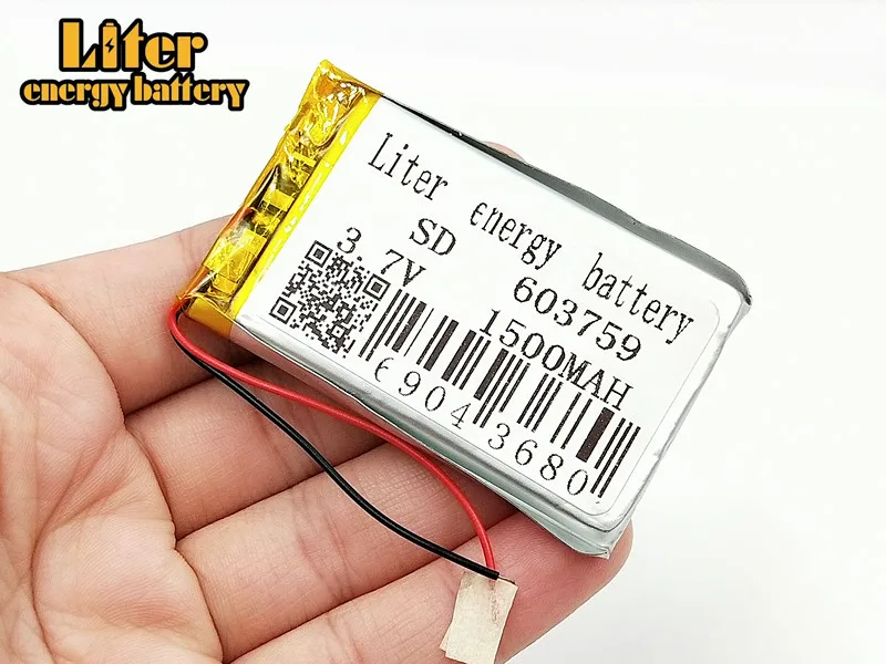 Rechargeable 3.7V polymer lithium battery 603759 063759 1500mAh  