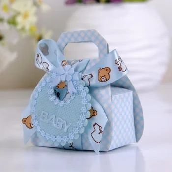 

Bear Shape DIY Paper Wedding Gift Christening Baby Shower Party Favor Boxes Candy Box with Bib Tags & Ribbons 60pcs
