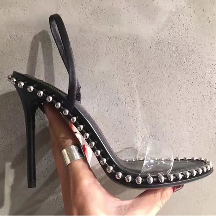 

women sandals transparent stilettos fashion female shoes slingback sandals summer shoes rivets 39 platforms pumps for women 2018