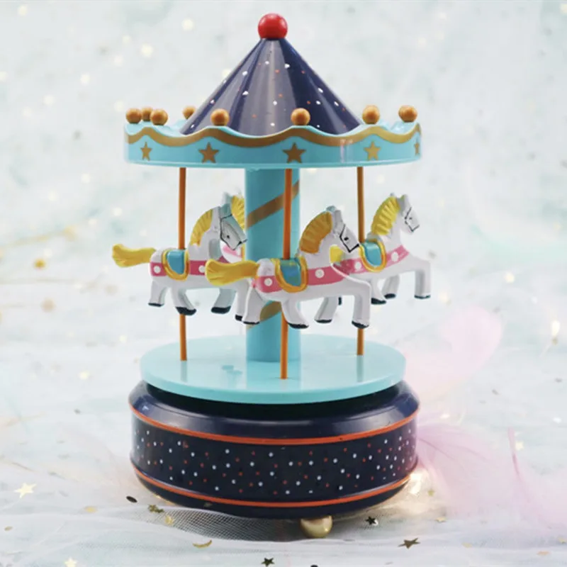 Круглые музыкальные шкатулки Merry-go-round, Геометрическая музыкальная декорация для детской комнаты, подарки унисекс, Деревянная Рождественская карусель, коробка для домашнего декора