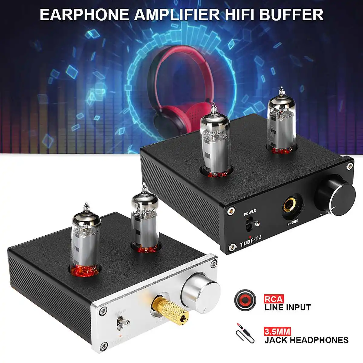Amplifier HIFI Stereo Audio Buffer 12V 1.5A 6K4 Vacuum Tube Preamplifier Desktop Amplifier Home Video